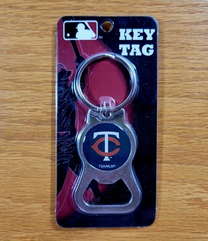 MINNESOTA TWINS Dark Blue Logo on Silver Metal Bottle Opener Key Tag Keychain Cover