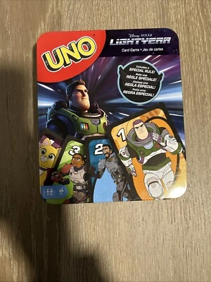 UNO Card Game Buzz Lightyear Disney PIXAR In Storage Tin Mattel Games 2021 - Image 1 of 3