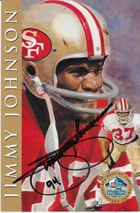 JIMMY JOHNSON SIGNED(RON MIX HOF)FOOTBALL CARD 49ERS - Picture 1 of 1