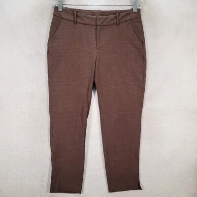 Pantalón de mujer marrón guinga elástico tiro medio grunge punk abertura talla 6 Foto 1 de 4