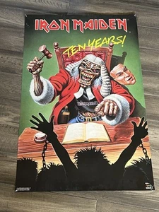 VINTAGE MUSIC POSTER Iron Maiden Judge Ten Years 1990 #3300 Derek Riggs Rare - Picture 1 of 7