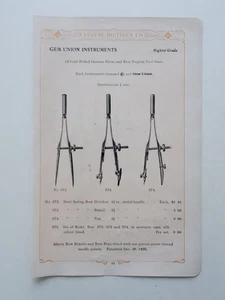 Gem Union Instruments Spring Bow Dividers Pencils 1910 - 1911 Vintage Print Ad - Picture 1 of 1