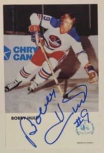 Original WHA Bobby Hull authentic autographed auto 4x6 postcard WINNIPEG JETS - Picture 1 of 2
