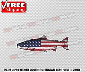 Salmon Fish USA Flag Patriotic Decal Sticker Car Boat Wall Fishing A - Bild 1 von 2