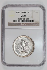 1936-S TEXAS COMMEMORATIVE HALF DOLLAR NGC MS67 - Picture 1 of 2