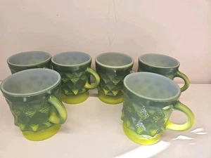 Juego de 6 tazas de vidrio con leche Anchor Hocking vintage Fire King Kimberly Diamond verde - Imagen 1 de 24