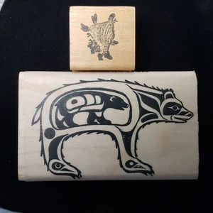 Estampilla de goma Bill Helin OSO Naciones Fuertes símbolo de cresta Tsimshian mediano - Imagen 1 de 11