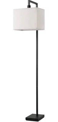 Electric 61000052 60" Floor Lamp, Matte Black, Square White Fabric Shade, On/... - Image 1 of 4