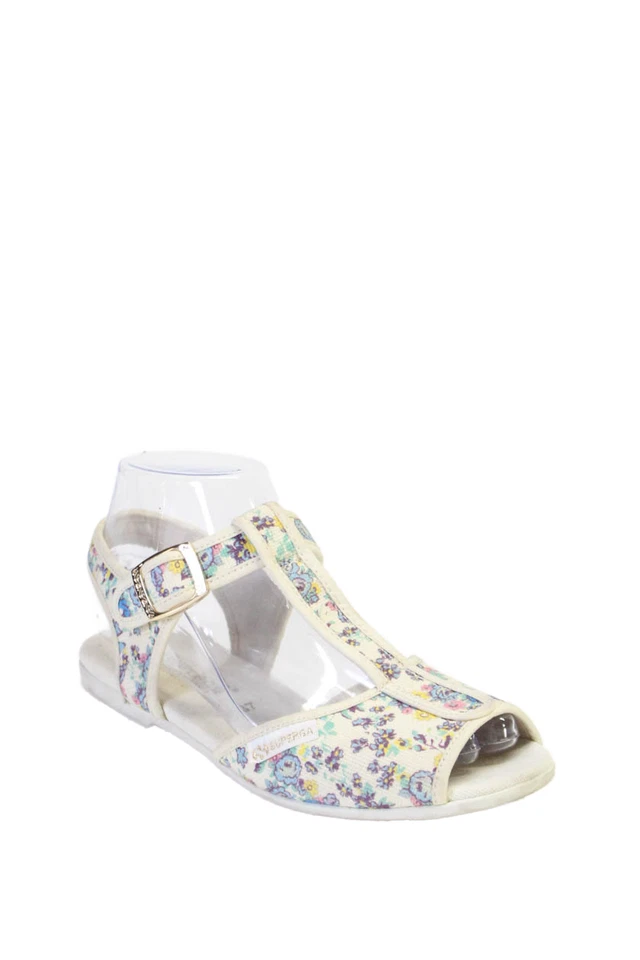 Superga x Love Shack Fancy Girls Textured Canvas Floral T Sandal White Size 37 - Image 1 of 4