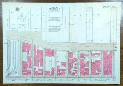 1934 HELLS KITCHEN NEW YORK CITY Map W41-W50 St  11Av- Hudson River - Image 1 of 4