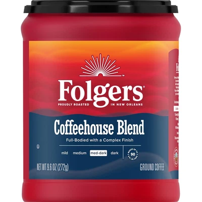 Folgers Coffeehouse Blend Ground Coffee, Medium-Dark Roast, 9.6 Ounces - Image 1 of 4