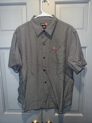 Tony Hawk Button Up Short Sleeve Grey Plaid Mens Size Large - Image 1 of 2