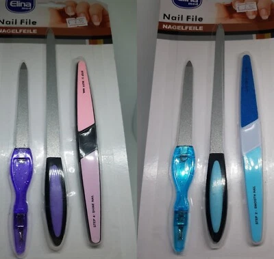 3er Set Elina Med Nagelfeilen 3 teilig Saphir Feile Maniküre Metall.Glitzer - Bild 1 von 3