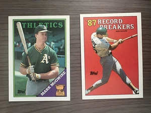 1988 Topps #580 y #3 Record Mark McGwire, lote de tarjetas de béisbol atletismo de Oakland - Imagen 1 de 2