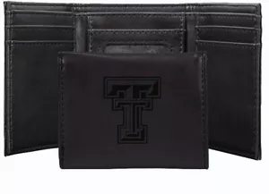 Texas Tech Red Raiders Officially Licensed Tri-Fold Leather Wallet, Black Gift - Picture 1 of 1