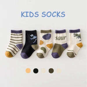 Nemo Baby Jungen Socken Loose-Top Kinder Dinosaurier Muster Crew Socken 5 Packungen - Bild 1 von 10