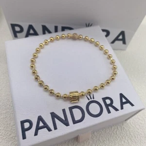 NEU VERPACKT Original PANDORA 14k Gold Plated Beads & Pave Armband 20cm ALE - Bild 1 von 5