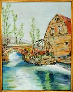 M.JANE DOYLE SIGNED ORIGINAL ART OIL/CANVAS PAINTING "THE OLD MILL" FRAMED - Picture 1 of 8