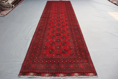 2x9 Traditional Bokhara Wool Runner – Rich Red with Classic Medallion Pattern. - Image 1 of 4