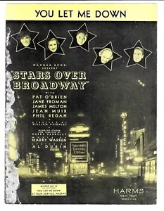 Harry Warren YOU LET ME DOWN from STARS OVER BROADWAY Sheet Music 1935 - Picture 1 of 8