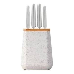 Furi Pro Stone 5pc Knife Block Set Black and White Terrazzo 5 Piece 41502 - Picture 1 of 4