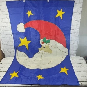 Holiday Half Moon with Santa Stars and Blue Sky Flag/Banner 30" X 50" - Picture 1 of 7