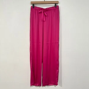 Victoria's Secret Satin Pajama Pants Size Small Hot Pink Pockets Lounge - Picture 1 of 8
