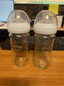Philips Avent Glass Baby Bottles, Natural Response Nipples 8 fl oz, 2 Bottles - Picture 1 of 1