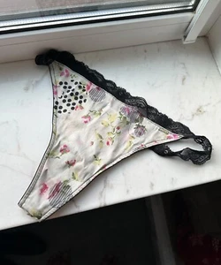 Vintage Damen CHRISTIAN DIOR Unterwäsche Logo Bikini bedruckt Seide Home Intim - Bild 1 von 8