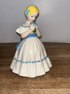 Vintage Keramik groß handbemalt schulterfrei langes volles Kleid hübsch 1963 - Bild 1 von 5