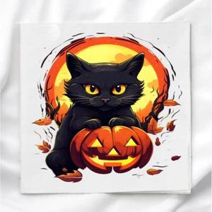 Panel de tela de gato negro de Halloween para acolchado costura artesanía edredón bloque cuadrado - Imagen 1 de 2