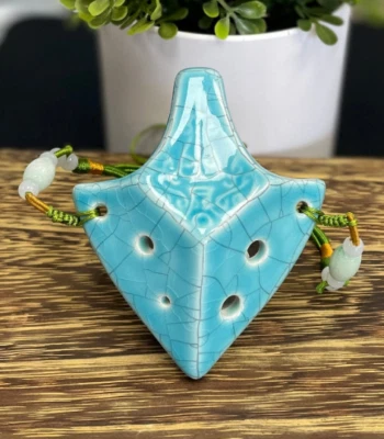 Excalibur 高音 C 6 孔玉裂纹釉陶瓷 Ocarina - 很棒的礼物! — 第 1/4 张图片