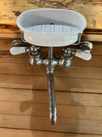 Antique Claw foot Tub/sink Nickel Plate Faucet With Soap Dish Tray Victorian Era Cover