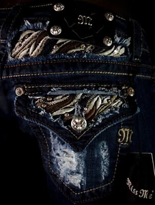 $108 Buckle Miss Me Jeans "Mocha Stitch Flaps & Yoke" Skinny 26 X 31 - Picture 1 of 7