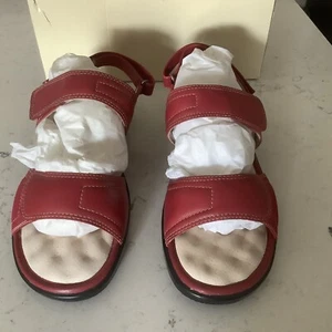 Soft Walk Sunset Womens Red Leather Sandals Size 9.5 Comfort Shoes Ankle Strap - Picture 1 of 9