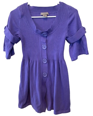 Kenar Babydoll Sweater Womens Med Kimono Sleeves Big-Button Accent Flared Bottom - Image 1 of 4