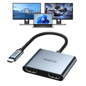 USB C vers Dual HDMI Adapter 4K@60Hz Type C to HDMI Splitter Extended Display... - Afbeelding 1 van 7