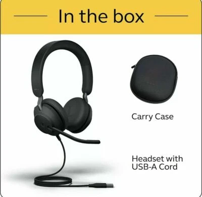 Jabra Evolve2 40 Stereo Wired On-Ear Headset Microsoft Teams, USB Type-A, Black - Image 1 of 2