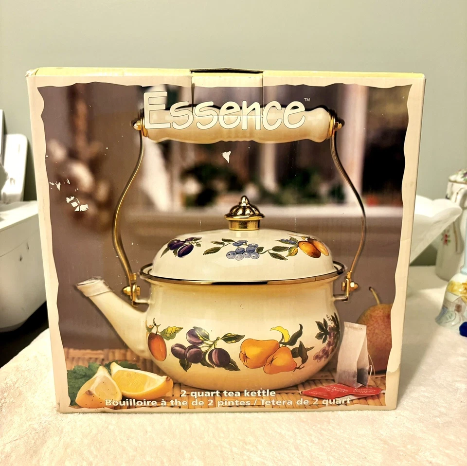 Vintage TABLETOPS UNLIMITED Enamelware Teapot Essence Made In Thailand - Image 1 of 4