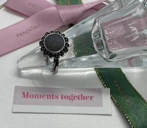 PANDORA FLORAL ELEGANCE GREY MOONSTONE RING 190850MSG RETIRED Sz 56 Genuine - Picture 1 of 10