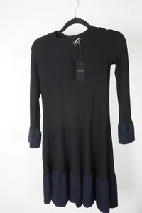 Giorgio Armani Black Blue Woven Bottom Cashmere Blend Dress Sz 2 US 38 BRAND NEW - Picture 1 of 4