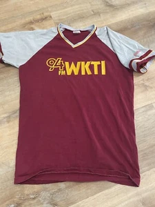 Vtg Rawlings Retro 94 FM WKTI Sports Radio AOR Baseball Shirt L Red USA Made - Picture 1 of 9