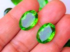 Pair Of Top Front To Back Drilled Hydro Peridot Green Quartz Oval Cut Beads 18m