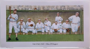 Print THE DUG OUT - Nine Ol'Sluggers by Artist 'Jedd' John R Edwards - Picture 1 of 1