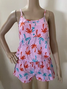 Mitch Dowd Cotton Playsuit Sleepwear One Piece Sise M Pink Tropics - Picture 1 of 2