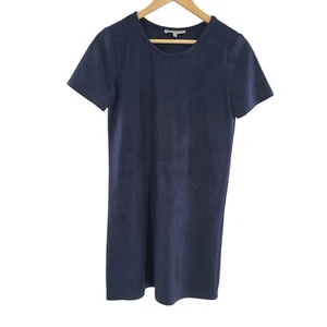 Matison Stone Navy Blue Micro-Suede Shift Dress Sz XS - Picture 1 of 6