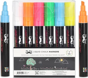- Chalk Markers, 6 Pack, Dual Tip, Vibrant Colors, 8 Labels, Chalkboard Marke... - Picture 1 of 1