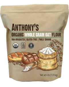 Anthony'S Organic Whole Grain Oat Flour, 4 Lb, Gluten Free, Non GMO, Non Irradia - Picture 1 of 5