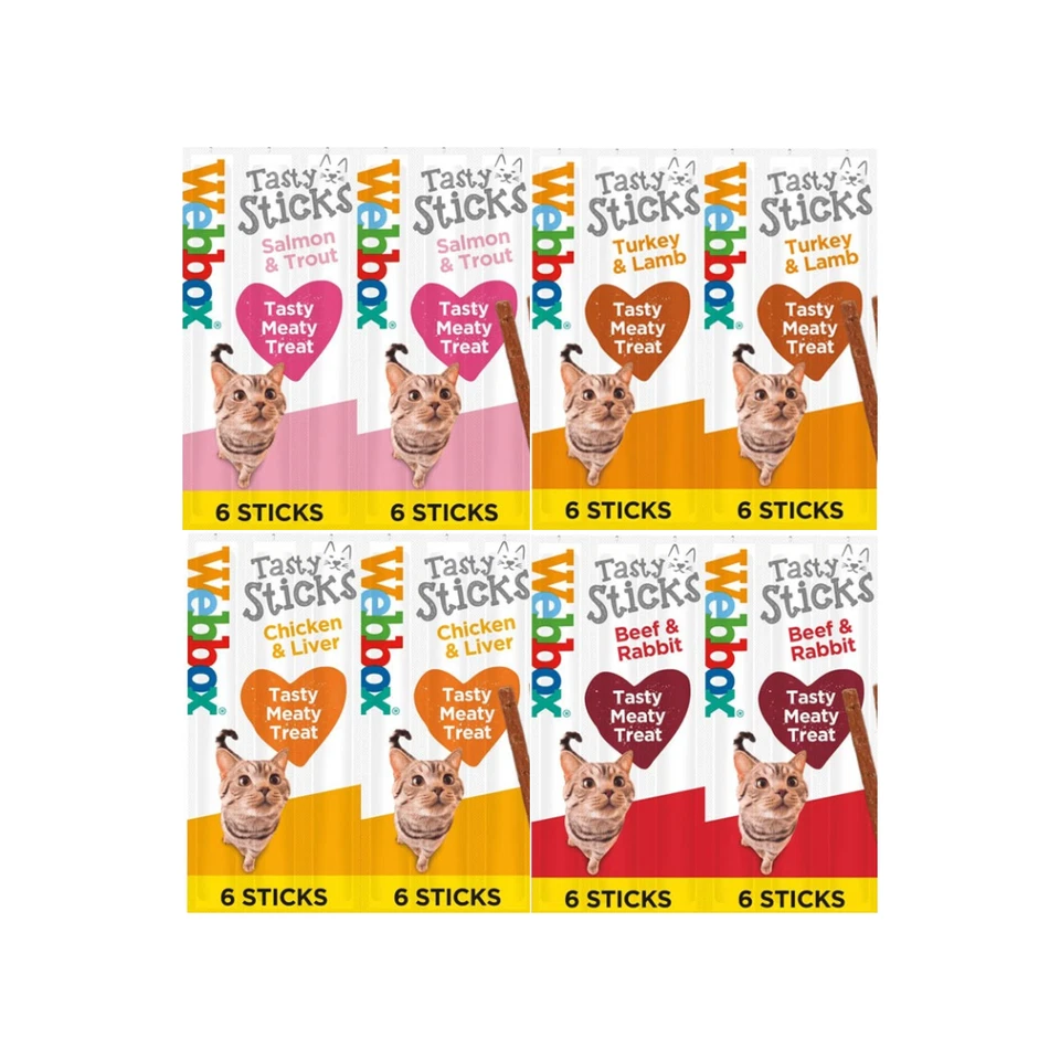 Webbox Cat Delight Stick Treat Chew Chicken Salmon Turkey Beef 12x6 (72 Sticks) - Image 1 of 1