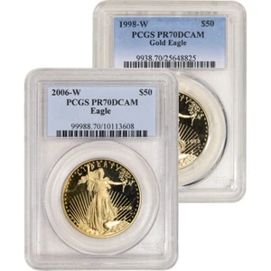 American Gold Eagle Coin Proof 1 oz $50 - PCGS PR70 Random Date and Label - Picture 1 of 3
